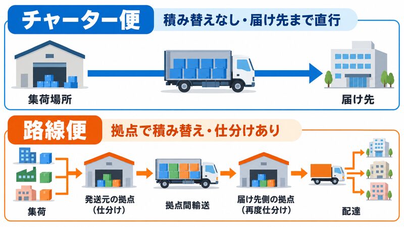 チャーター便と路線便との違いをチェック