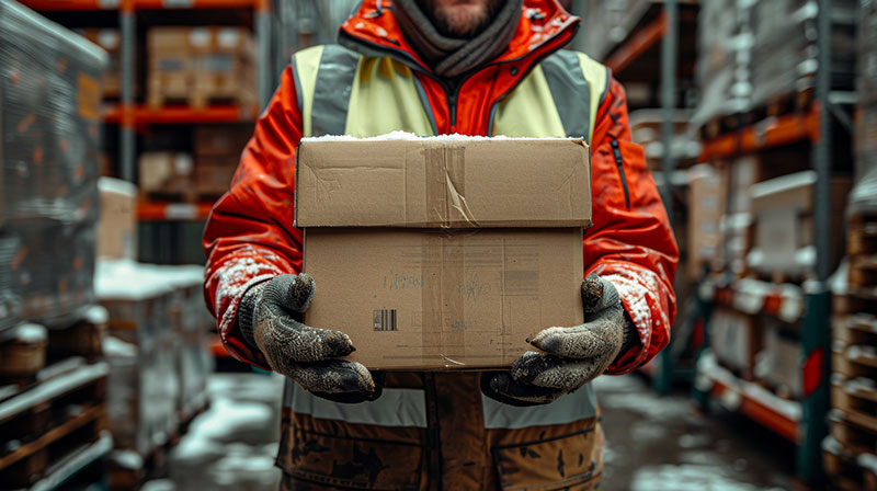 荷物を持つ男性